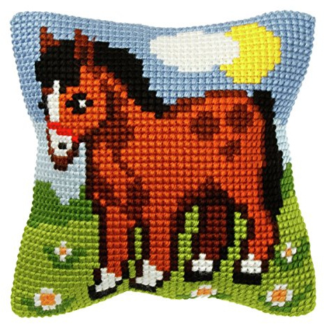 Orchidea Horse in Field Cushion Front Chunky Cross Stitch Kit