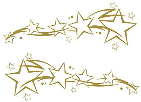 kleb-Drauf® | 2 Sternenschweife | Gold - glänzend | Autoaufkleber Autosticker Decal Aufkleber Sticker | Auto Car Motorrad Fahrrad Roller Bike | Deko Tuning Stickerbomb Styling Wrapping