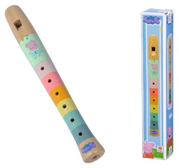 Eichhorn - Peppa Pig Bunte Holzflöte 20 cm lang, fördert die auditive Wahrnehmung der Kinder, erzeugt harmonische Töne, aus Schimaholz, ab 3 Jahren