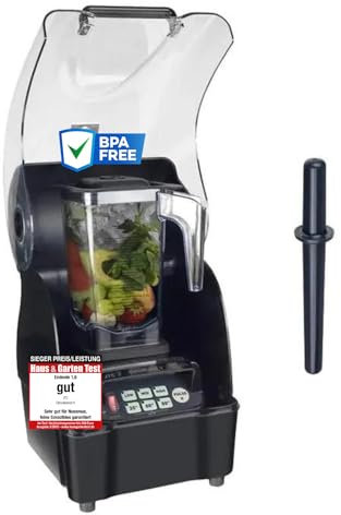 OmniBlend V Hochleistungsmixer mit Geräuschschutz I Smoothie Mixer mit BPA-freiem 1,5L Behälter & 6-Klingen-System aus Edelstahl I ideal für Smoothies I Standmixer mit 3 PS Motor I schwarz