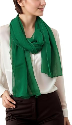 Prettystern Damen langer einfarbig festlich Schulter-Tuch seidenstola für abendkleid Seiden-Schal Grün
