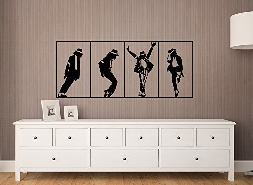 Grandora Wandtattoo Wandbanner Michael Jackson I schwarz (BxH) 120 x 50 cm I Wohnzimmer Schlafzimmer Flur Sticker Aufkleber Wandsticker Wandaufkleber W611