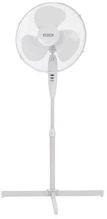 Status Standing Fan, 16 Inch Oscillating Portable Fan, 3 Speed Adjustable Angle, White, S16STANDFAN1PKB