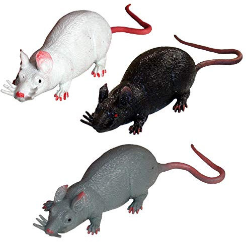 3 weiche Stretch Ratten aus Gummi 30cm Ratte Horror Gummiratte Scherzartikel