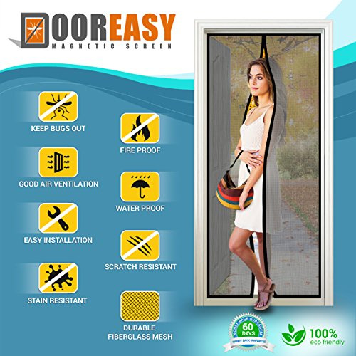 Dooreasy - écran de porte en maille de fibre de verre magnétique 36x83 screen door noir