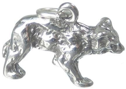 Bär Sterling Silber Charm .925 x 1 Braun Schwarz Grizzlybären Charms
