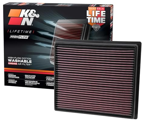 K&N Engine Air Filter: High Performance, Premium, Washable, Replacement Filter: Compatible with 2014-2021 Toyota Truck and SUV V6/V8 (Tundra, Tacoma, Sequoia), 33-5017