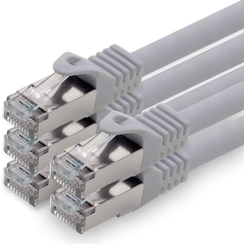 1aTTack.de 10m CAT7 Netzwerk-LAN-Kabel RJ45 10 Gigabit, 5 Stück - grau | Patchkabel Ethernet Kabel, Kupfer, SFTP PiMF Schirmung, DSL, Switch, Modem, Router, Patchpanel, CAT7 CAT6 CAT5