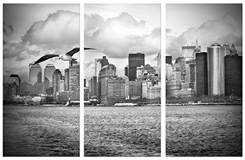 Leinwandbild No.YK1 New York II Triptychon I Manhattan Amerika Skyline, Leinwand, Leinwandbild XXL, Leinwanddruck, Wandbild