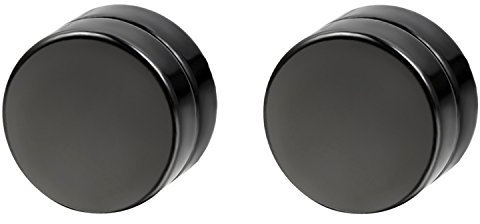 Flongo Magnet Ohrringe schwarz 10mm Edelstahl Herren Ohrstecker magnetisch fake plug tunnel stud magnetic earrings Damen kein Loch ohne Loch Ohrschmuck