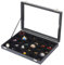 Sinoba Schmucklade Schmuckkasten Schaukasten Schmuckdisplay mit Glasdeckel (30 Fächer)