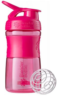 BlenderBottle Sportmixer Tritan Trinkflasche mit BlenderBall, geeignet als Protein Shaker, Eiweißshaker, Wasserflasche oder für Fitness Shakes, BPA frei, skaliert bis 500 ml, 590 ml, pink