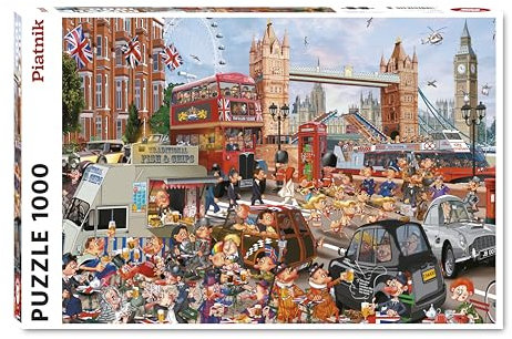 Piatnik Tower Bridge 1000-Piece Jigsaw Puzzle – Illustrated by François Ruyer – Fun & Detailed London City Puzzle Featuring Iconic Landmarks & Quirky Characters