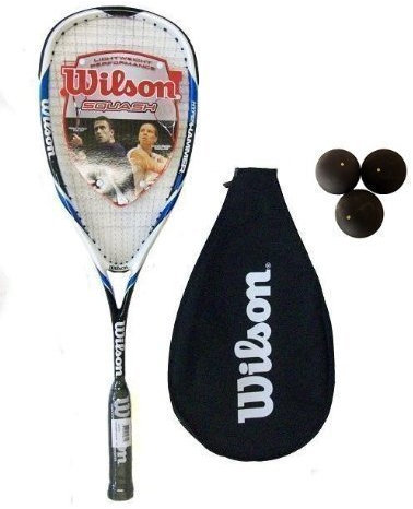 Wilson Hyper Hammer Carbon 120 Blau Squashschläger + 3 Squashbälle