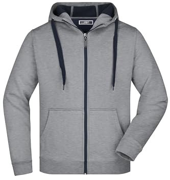 James & Nicholson Herren Bonding Jacke - Sportliche Kapuzenjacke mit Fleecefutter | Farbe: sports-grey/navy | Grösse: XL