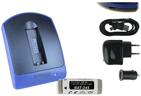 Batterie + Chargeur (USB/Auto/Secteur) pour Canon NB-9L / Ixus 510 HS, 1100 HS... / Powershot N, N2 / SD4500 is - v. liste!