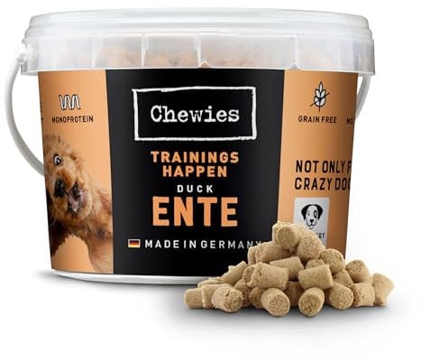 Chewies Trainingshappen Ente - Monoprotein Snack für Hunde - 300 g - getreidefrei & zuckerfrei - Softe Leckerlies fürs Hundetraining - hypoallergen