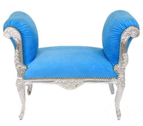 Casa Padrino Barock Schemel Hocker Hellblau/Silber - Sitzbank