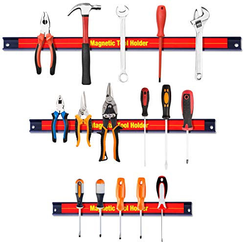 COSTWAY 3tlg. Magnetleiste Werkzeugleiste, Werkzeug Halterung, Magnet Werkzeughalter 21cm+31cm+46cm