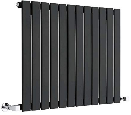 Milano Alpha Black Horizontal Single Flat Panel Radiator - 635mm x 840mm