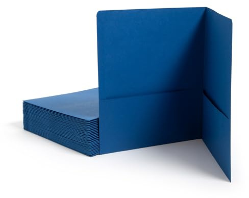 Smead Schwerer Ordner mit zwei Fächern, Papierordner mit Taschen, Briefgröße, Dunkelblau, 25 Stück pro Box (87854)
