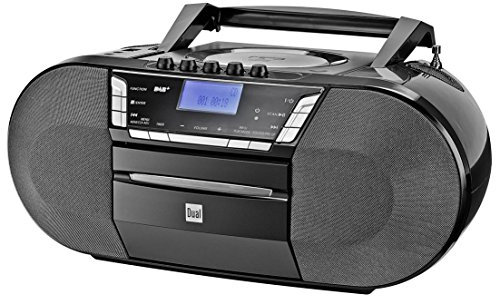 Dual DAB-P 200 Kassettenradio mit CD - DAB(+)/UKW-Radio - Boombox - CD-Player - Stereo Lautsprecher - USB-Anschluss - Aux-Eingang - Netz- / Batteriebetrieb - Tragbar Schwarz