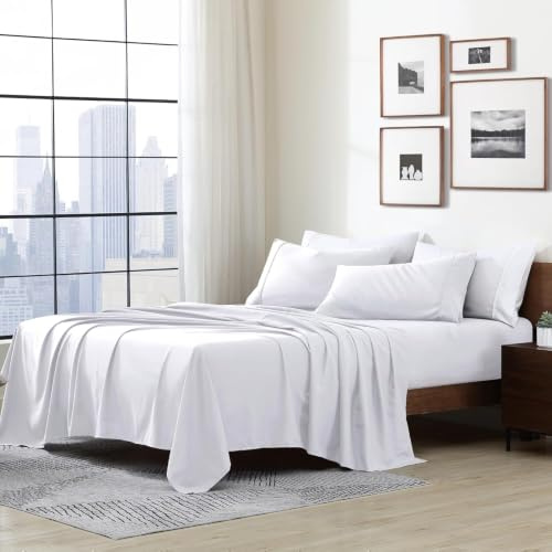 Cathay Home Full Sheet Set, Ultra-Soft Microfiber Bed Sheets, White