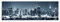 Wandbild Panorama New York City Manhattan Skyline schwarz weiss blau in der Nacht auf Leinwand und Keilrahmen. Beste Qualität, handgefertigt in Deutschland! 120x40cm