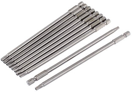 sourcing map 10pcs Puntas Destornillador Torx T25 herramientas 150mm hueco de seguridad magnéticos