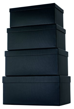 Stewo Geschenkboxen-Set Kartonage, 4-er Satz mit Rillenprägung, schwarz