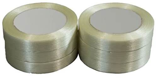TECPLAST Ruban adhésif armé fil à fil transparent 130µ - rouleau adhésif 19 mm x 50 m - Carton 6 rouleaux