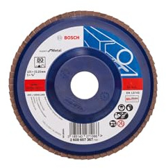 Bosch Professional Fächerschleifscheibe (für Winkelschleifer verschiedene Materialien, gerade Ausführung, Ø 125 mm, Körnung 80), 2608607367