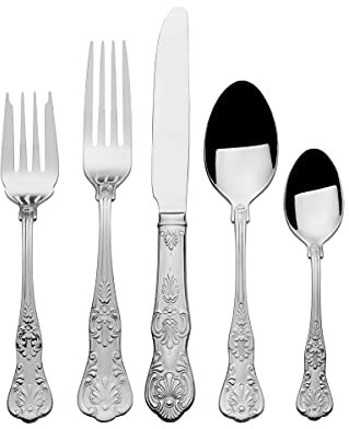 Wallace Queen 65-teiliges Besteck-Set aus Edelstahl 18/10, Silber, Service für 12 -
