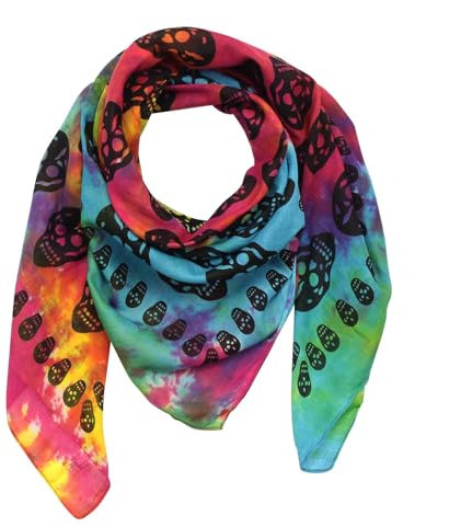 Freak Scene Baumwolltuch - Totenköpfe 1 tie dye - schwarz - quadratisches Tuch