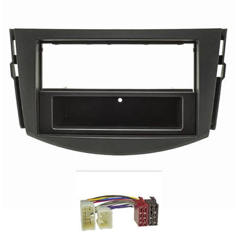 tomzz Audio 2455-022 Radioblende Set kompatibel mit Toyota RAV4 schwarz mit Radioadapter ISO
