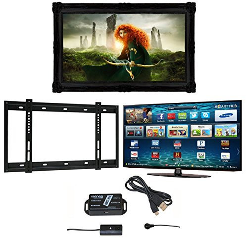 Frame Your TV Black 32 inch Surrey Vintage Style Handmade Mirror TV Frame with Wall Bracket and InfraRed Extender and Smart LED Television