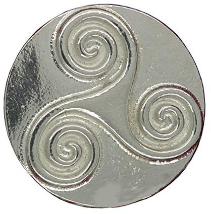 Brosche Triscele, Brosche Keltische, Brosche Keltische Triscele, Brosche Rund Keltische Triscele, Handgegossen von Willam Sturt aus Deutsche Zinn