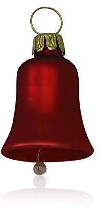 Lauschaer Glas Christbaumschmuck Kleine Glöckchen, rot matt, 3 Stück, d=2,5cm, L 4cm Christbaumschmuck Weihnachtsbaumschmuck Weihnachtsschmuck mundgeblasen