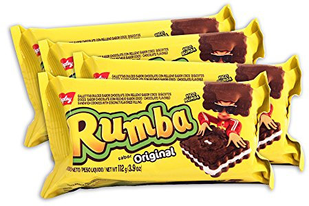 PACK de 4 paquetes Galletitas RUMBA de BAGLEY. Galletitas Dulces rellenas sabor a Chocolate con relleno sabor coco.