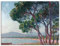 ARTLAND Wanddeko Leinwand Bilder Wandbild 80x60 cm Landschaften Bäume See Der Strand bei Juan-les-pins 1888 Impressionismus Claude Monet T6YF