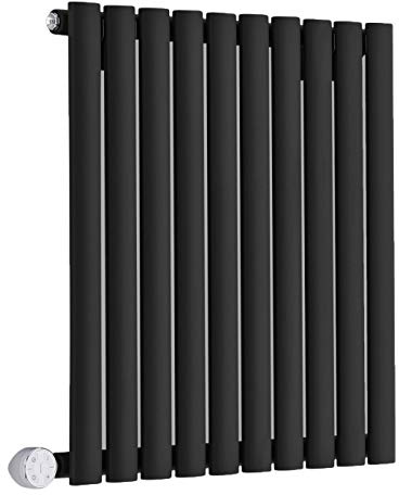 MILANO 600W Black Horizontal Single Oval Panel Electric Radiator 635x595mm