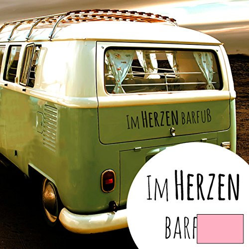 Autotattoo Heckscheibenaufkleber Sticker Aufkleber Im Herzen barfuß M1943 ilka parey wandtattoo-welt® ausgewählte Farbe: *rosa* ausgewählte Größe: *S - 20cm breit x 6cm hoch*
