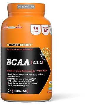 NAMEDSPORT BCAA 2:1:1, Integratore a base di Aminoacidi Ramificati e Vitamina B6, Riduce la Stanchezza, Stimola la Sintesi Proteica, da Energia negli Sport di Resistenza, Brand of Italy, 300 Compresse