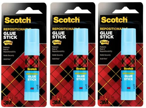 Removable Restickable Glue Stick, .49oz, Repositionable Stick, 3-PACK