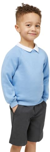 Trutex Kids Sky Blue School Sweatshirt – Crew Neck Cotton-Rich Standard Fit School Uniform Jumper for Boys and Girls – Ages 5-6