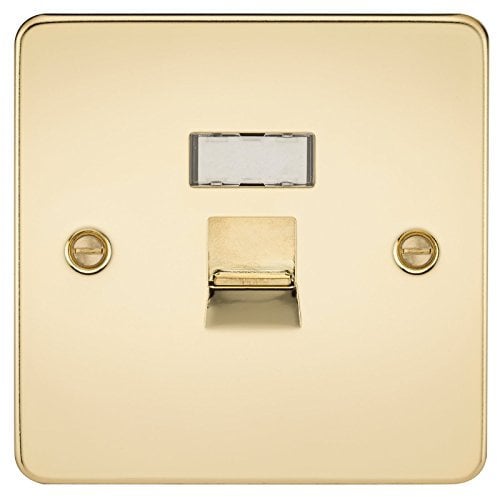 Knightsbridge FPAVRJ45PB Flat Plate Rj45 Network Outlet-Polished Brass