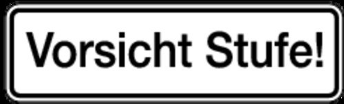 LEMAX® Hinweisschild, Vorsicht Stufe!, 70 x 240 mm Alu geprägt Weiß Aufdruckfarbe: Schwarz 240x70mm