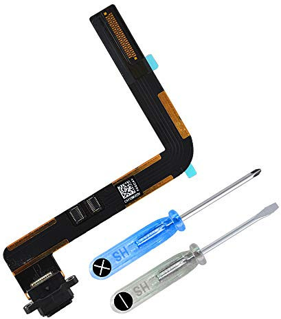 MMOBIEL Ladebuchse Kompatibel mit iPad Air 1 (2013) / iPad 5 (2017) - Dock Connector Flex Kabel - Audio Jack/Mikrofon/Antenne Ersatz - Inkl. Schraubenzieher - Schwarz