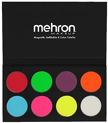 Mehron Paradise Makeup AQ - Tavolozza di 8 colori (Fluor UV Glow) di vernici per il corpo e il viso magnetiche ricaricabili | Trucco professionale per costumi, SFX, Halloween e cosplay