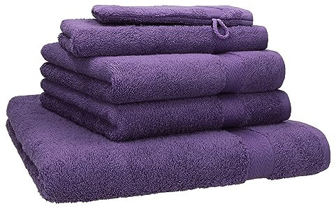 Betz Premium Frottier Handtuch-Set 5-teilig - 1x Liegetücher - 2X Handtücher - 1x Gästetücher - 1x Waschhandschuh - lila